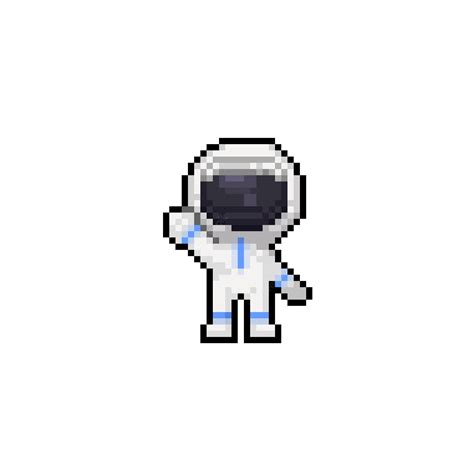 Astronauta Con La Mano Ondeando Al Estilo Pixel Art Vector Premium