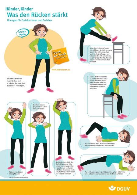 Ein männlein steht im walde. Illustrationen für Kinder: Gesundheit Rücken-Übungen