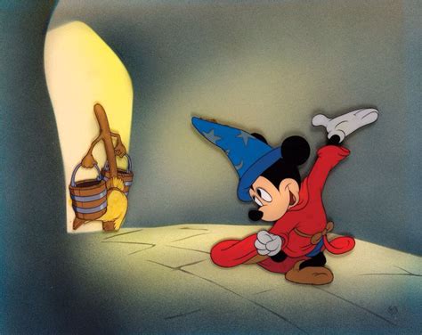 Production Cel Of Mickey Mouse As The Sorcerer Apprentice With Broom