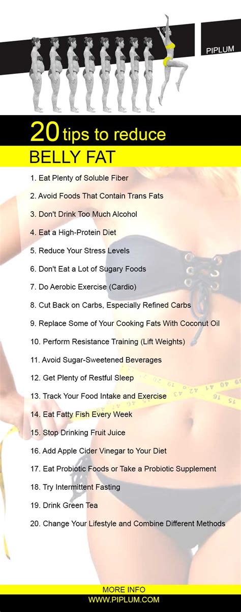 Cardio or aerobic exercises are an effective way to reduce belly fat. How To Get Rid Of Belly Fat? 20+ Tips Poster | Piplum