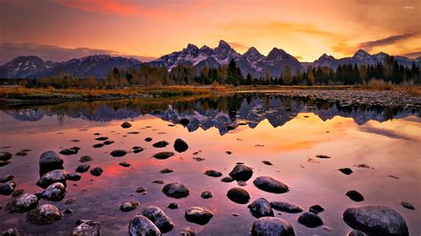 Amazing Sunset In Grand Teton National Park Wallpaper Nature