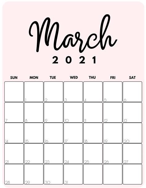 March 2021 Calendar Excel Template Printable One Platform For Digital