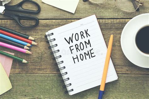 Work From Home Text Written On Notepad Stock Photo Image Of Concept
