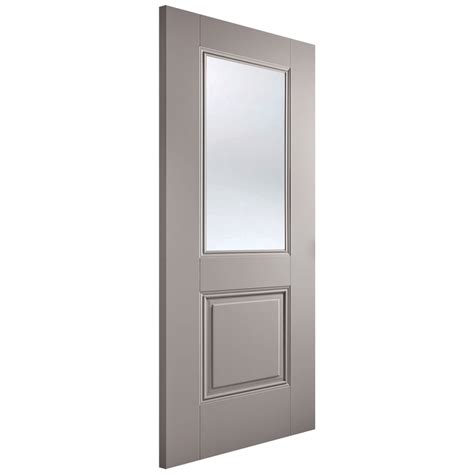 Lpd Internal Grey Primed Plus Arnhem 1p 1l Clear Glass Door At Leader Doors