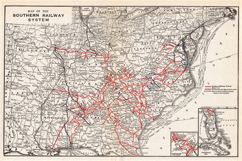 1926 Antique Southern Railway System Map Southern Railroad Map Etsy