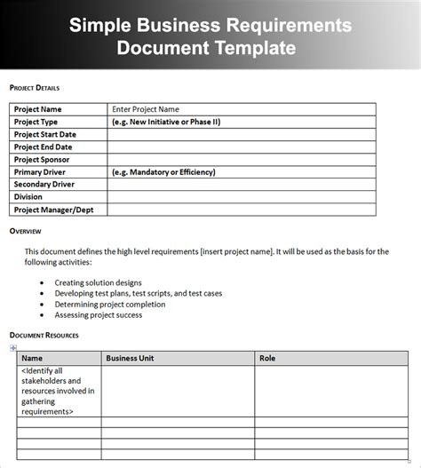 Sample Business Requirements Document Application Development | The