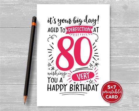 Printable Th Birthday Card It S Your Big Day Aged To Etsy