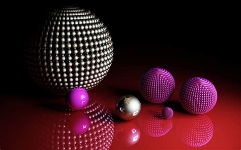 Download Wallpaper 1440x900 3d Balls Purple And Silver Hd Background