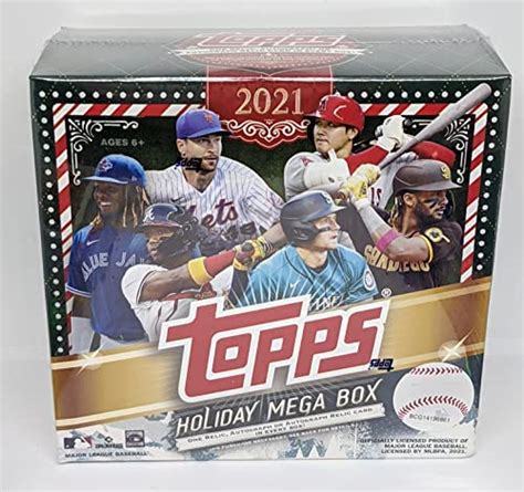 2021 Topps Holiday Mlb Baseball Mega Box 100 Cards Total One Relic Or