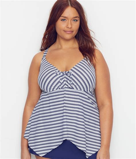 birdsong plus size newport stripe sharkbite underwire tankini top and reviews bare necessities