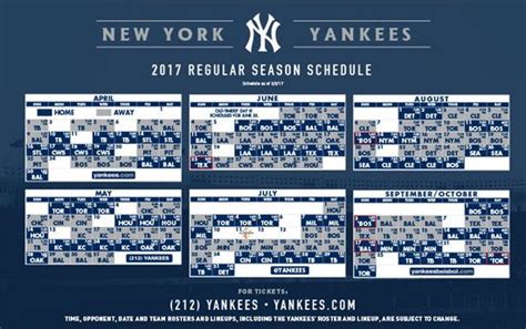 New York Yankees Schedule Printable