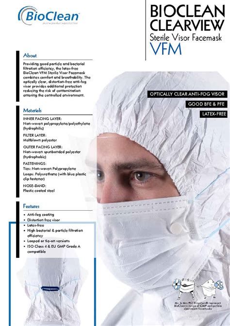 Bioclean Vfm210 Sterile Cleanroom Mask Wplastic Face Shield