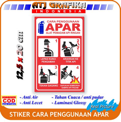 Stiker Penggunaan APAR Sticker Alat Pemadam Api Ringan K3 Lazada