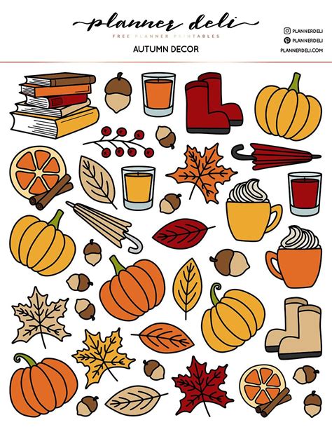 Free Autumn Deco Printable Stickers Bullet Journal Stickers Journal