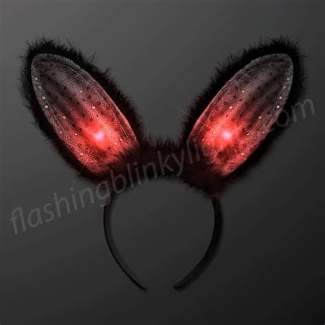 Led Light Up Black Bunny Ears Headband Flashingblinkylights