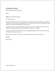 Warning Letter For Stealing Office Item S Download Copy