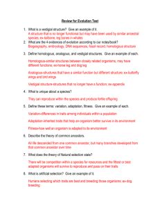 Answers to student lab guide questions and exercises activity 1: Unit Evolution Chapters 15, 16 & 17