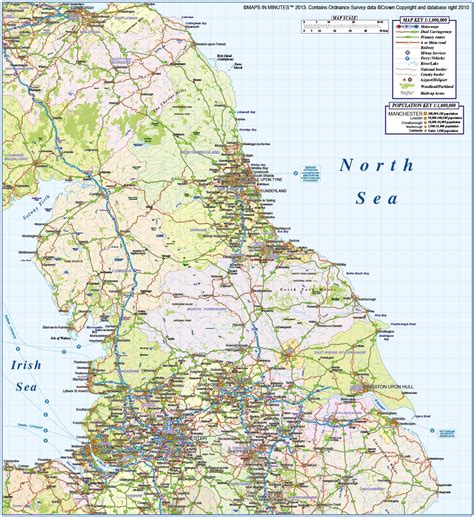 We have maps of england, scotland, wales and northern ireland maps. north england county/admin map with road and rail network in illustrator vector format