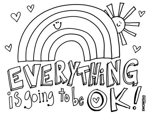 Everything Is Going To Be Ok Coloring Page Horizontal Encinitas