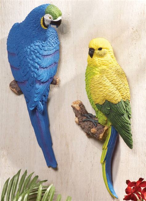 New Parrot Tropical Birds Hanging Wall Art In Or Outdoor Decor Yellow