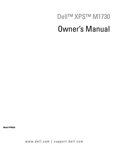Dell Xps M1730 Owners Manual Pdf Download Manualslib