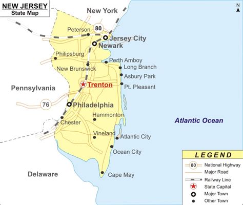 New Jersey Map Map Of New Jersey State Usa Highways Cities Roads