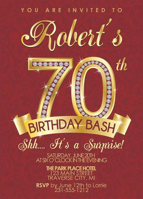 Surprise 70th Birthday Party Invitations Dolanpedia