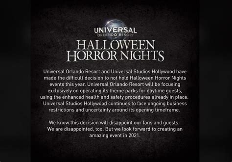 Universal Orlando Cancels Halloween Horror Nights 2020 Theme Park
