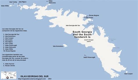 Mapas De Islas Georgias Del Sur Y Sandwich Del Sur Dependencia De America Del Sur