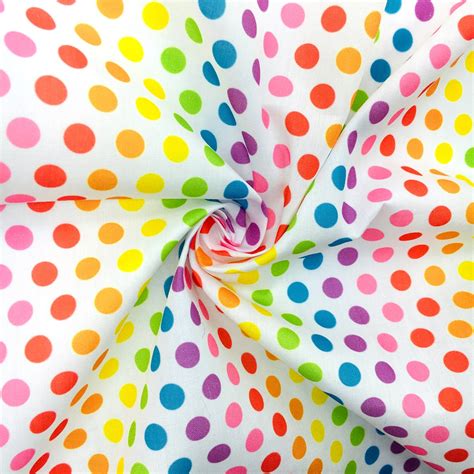 Rainbow Color Polka Dots Pattern 100 Cotton Fabric By Half Etsy Canada