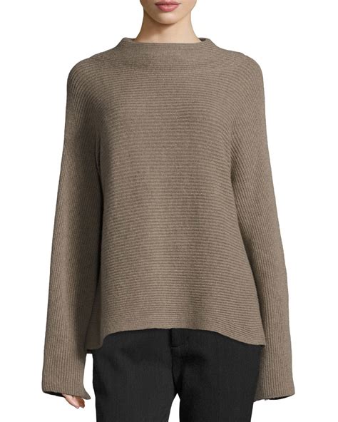 Vince Ribbed Wool Cashmere Funnel Neck Sweater Neiman Marcus