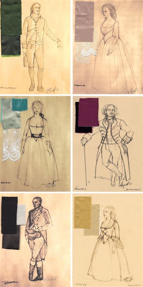 Costume Renderings For Hamilton By The Costume Designer Paul Tazewell