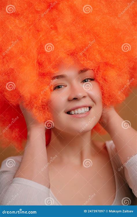 Joyful Orange Haired Woman Stock Image Image Of Emotional Cheerful