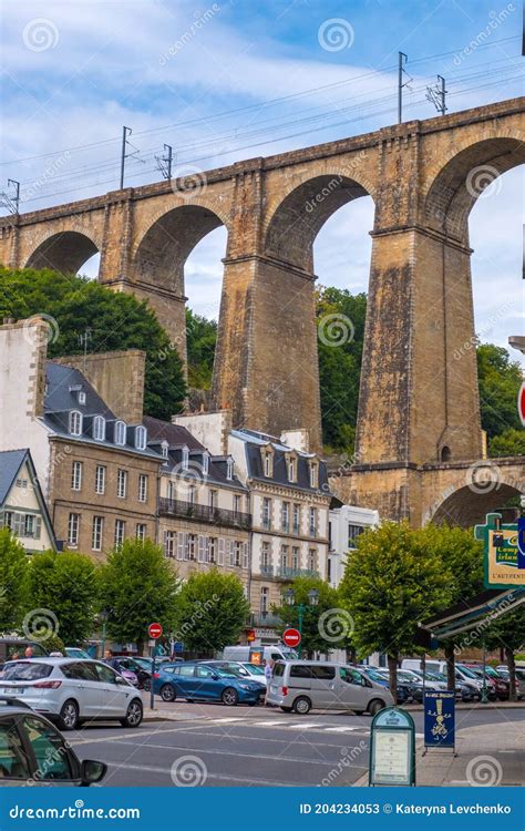 Morlaix With Its Viaduct In The Background Brittany France Editorial