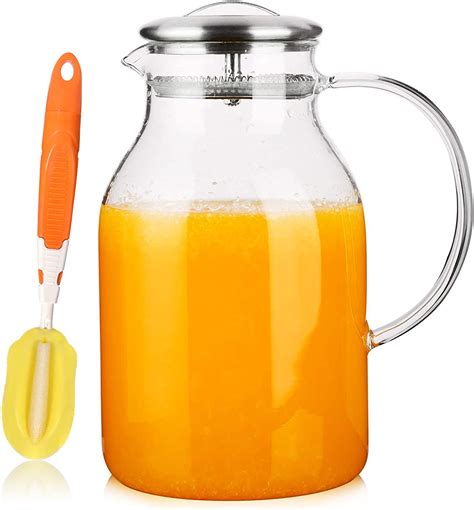 Hiware 68 Oz Glass Pitcher With Lid And Spout High Heat Resistance