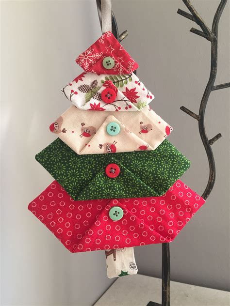 Folded Fabric Square Christmas Trees Fabric Christmas Decorations