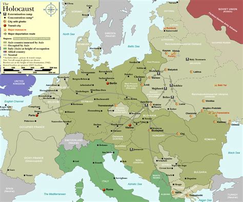 Map Showing All Extermination Camps Or Death Camps Most Major