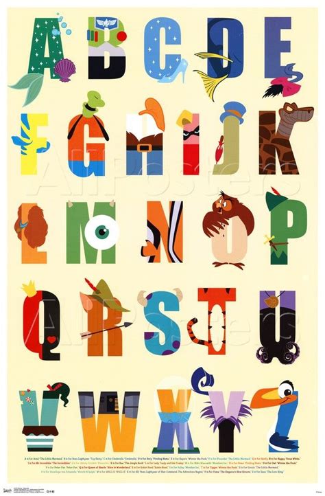 Disney Alphabet Posters At Disney Pixar Disney Und