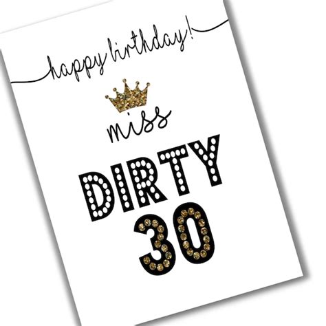 Dirty Thirty Birthday Card Instant Download Dirty 30 30th
