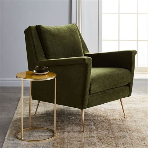 Strong lines, angled arms, a pitched back and. Carlo Mid-Century Chair - Metal Legs | West Elm