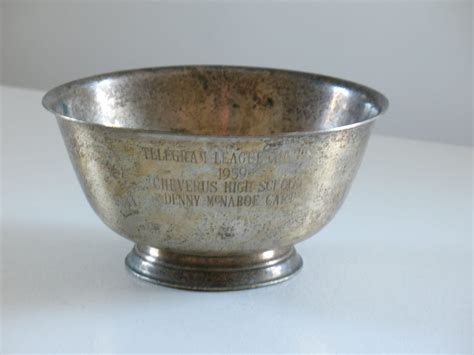 Vintage Tarnished Silverplate Trophy Bowl 1950s Paul Revere Mid