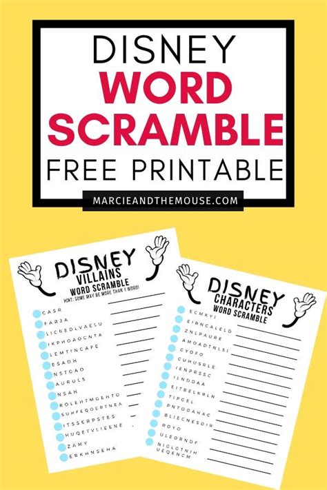 Free Disney Word Scramble Game Marcie In Mommyland