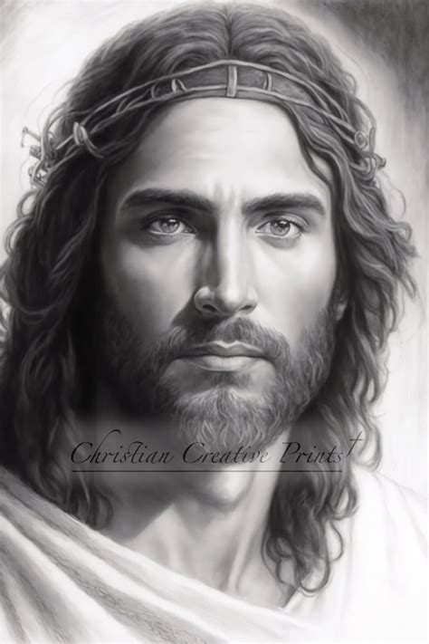 Jesus Portrait Pencil Sketch Downloadable Print Digital Etsy Brasil