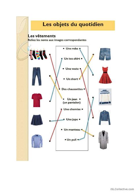 Objets Du Quotidien Les Vêtements Français Fle Fiches Pedagogiques Pdf And Doc