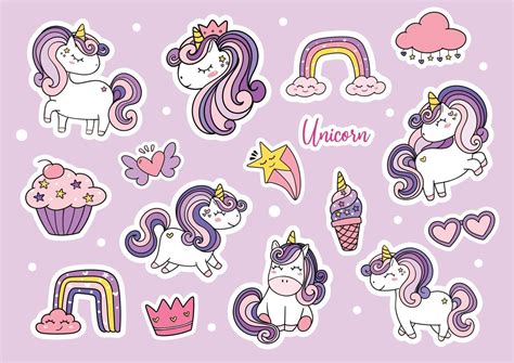 Cute Purple Magical Simple Unicorn Sticker Sheet Printable 2275691