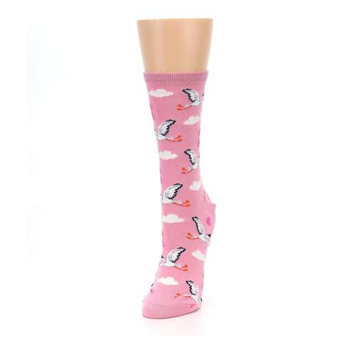 Pink White Stork Delivery Socks Women S Novelty Socks Boldsocks