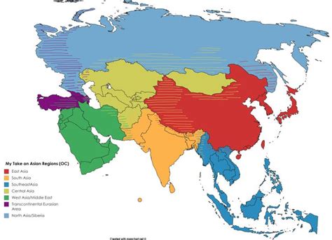 Asia By Regions Map Asia Region