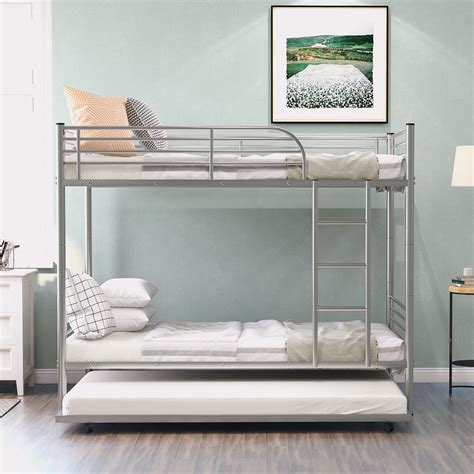 This bed rail bracket set is like no other we've ever seen. Twin Over Twin Bunk Bed with Trundle, Metal Twin Bed with ...