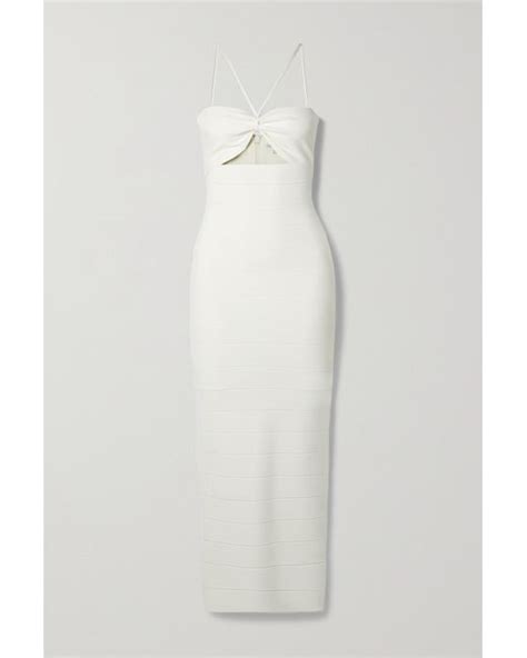 Hervé Léger Icon Cutout Bandage Midi Dress In White Lyst
