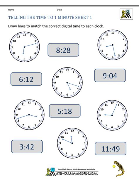 Free Printable Clock Worksheets